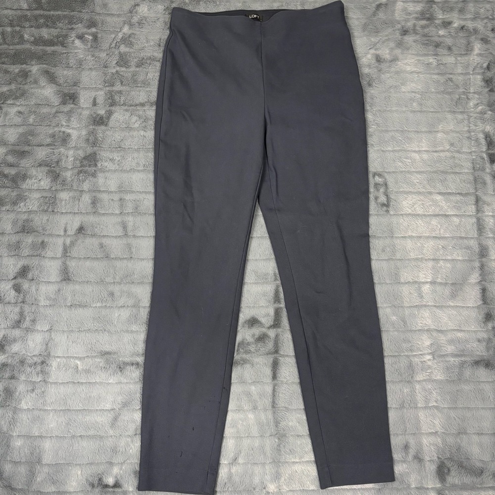 Loft Womens High Waist Skinny Pants Navy Blue Pull On Stretch Trousers Size 8